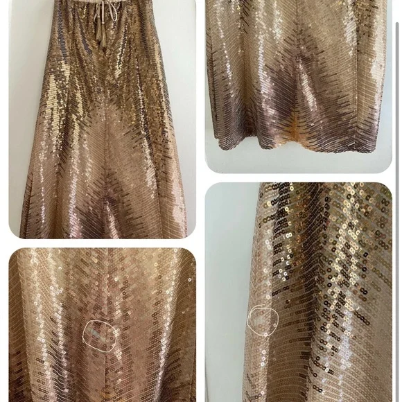NWOT Calypso St. Barth Gold Ombre Sequin Maxi Skirt Size XS